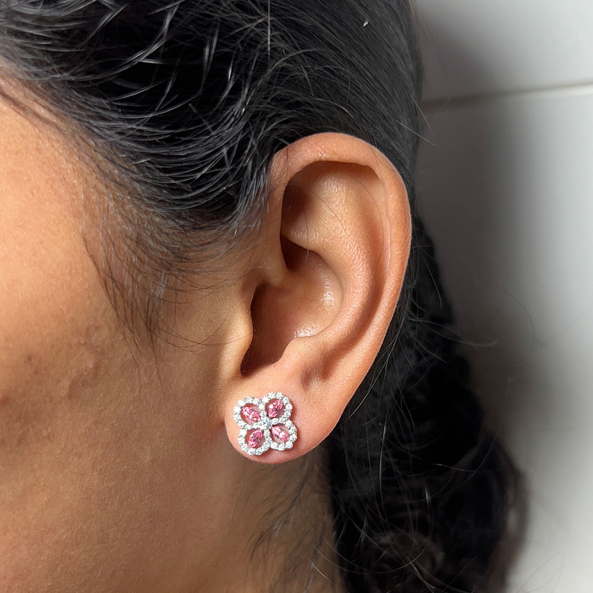 69 Delicate pink marquise studs from ekatvajewls