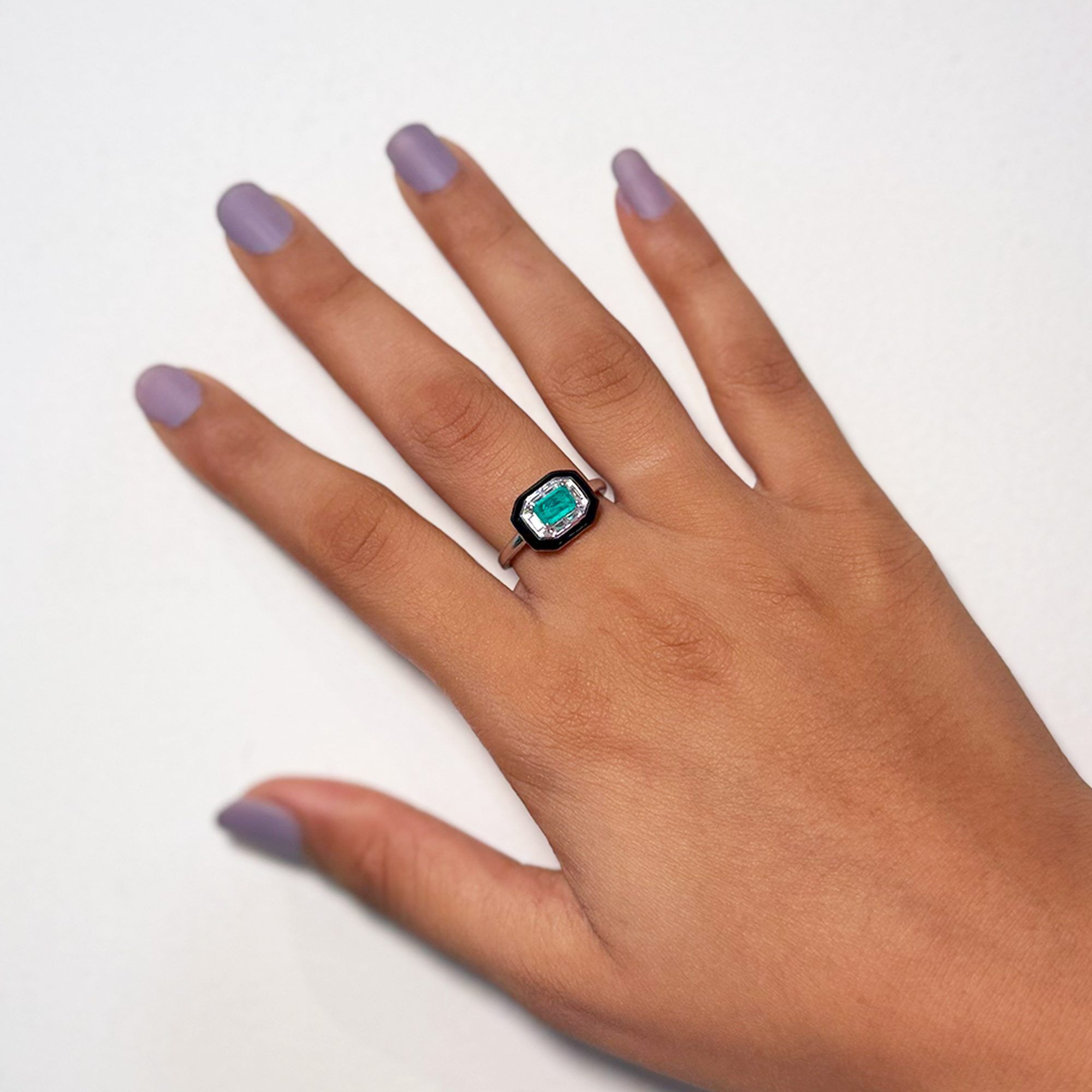19 Celestial Halo Emerald Ring from ekatvajewels