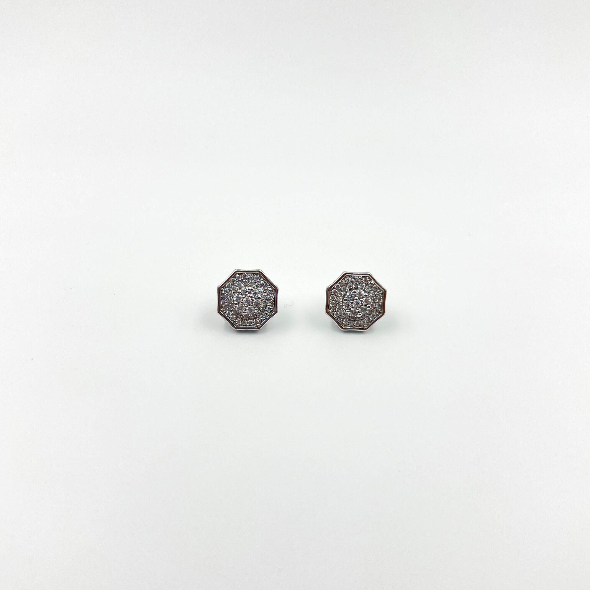 Silver Octagon Cut Studs from ekatvajewls