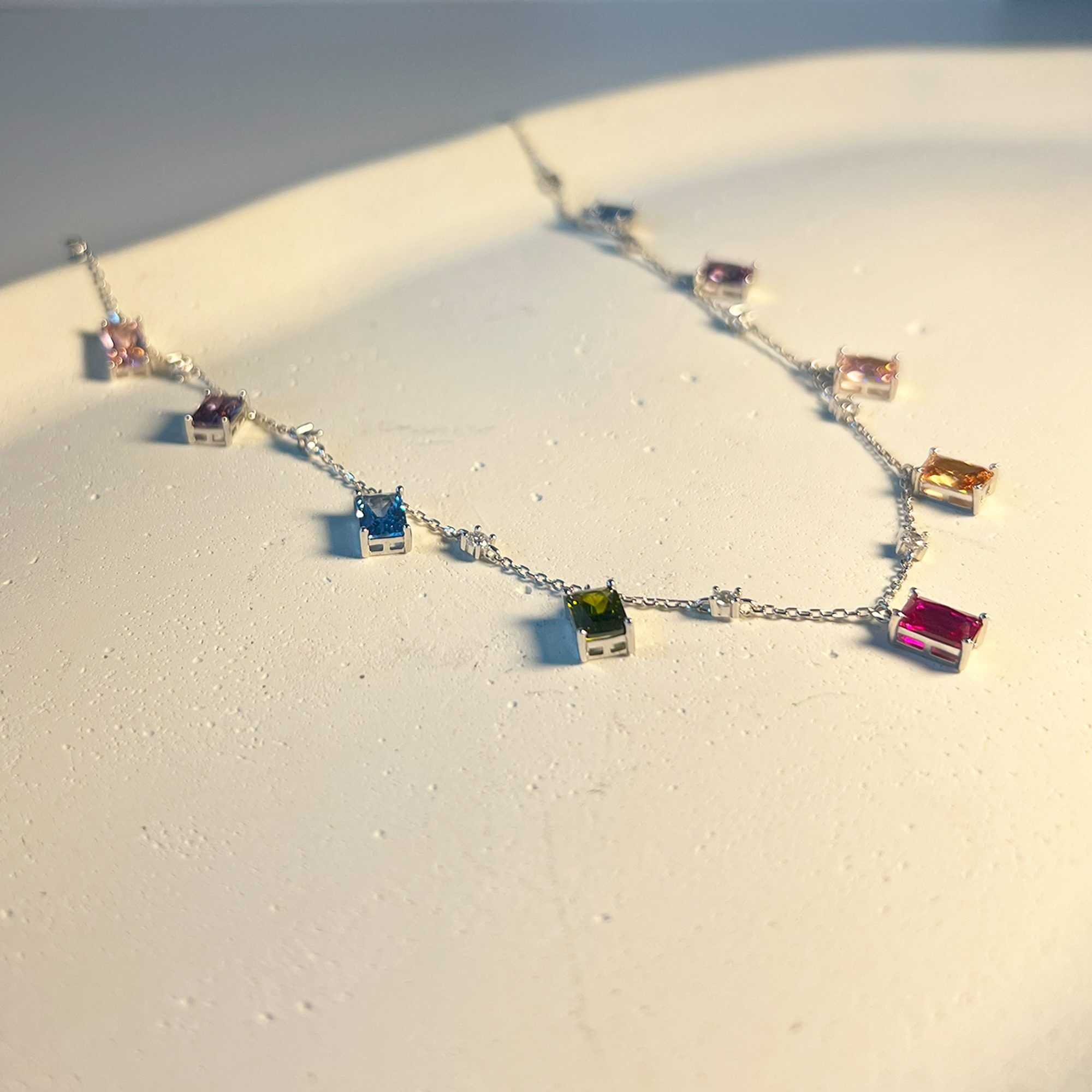82 Spectrum Baguette Necklace from ekatvajewels
