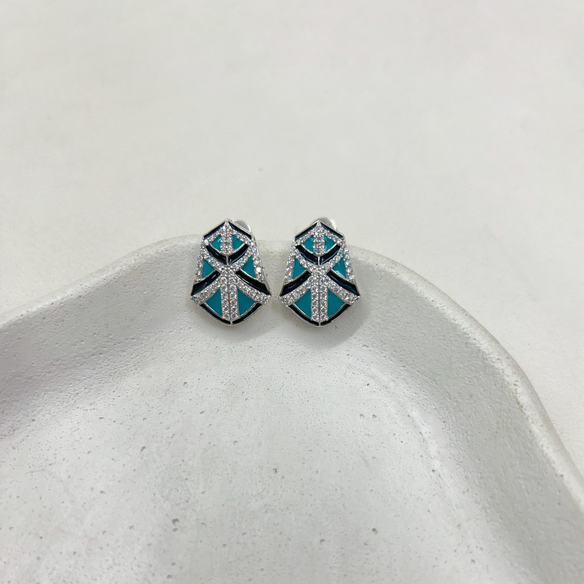 Turquoise Enemal Pendant Set for Women