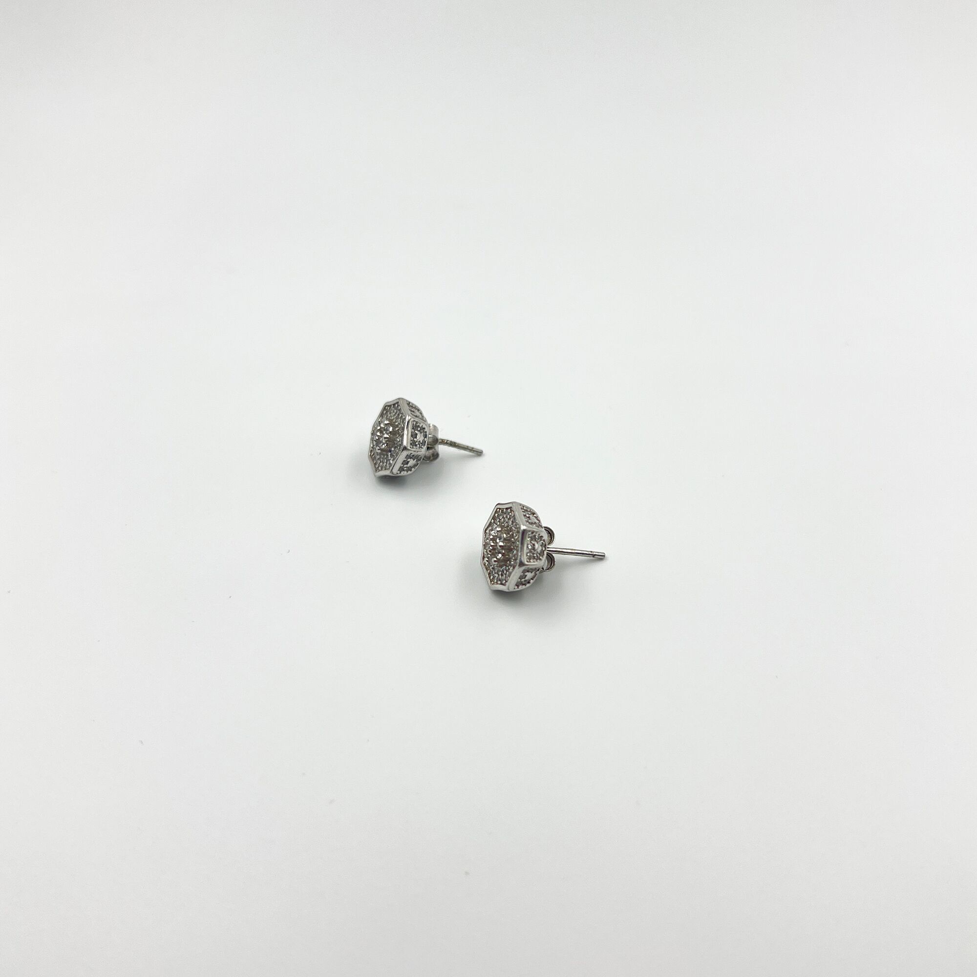 71 Silver Octagon Cut Studs from ekatvajewls