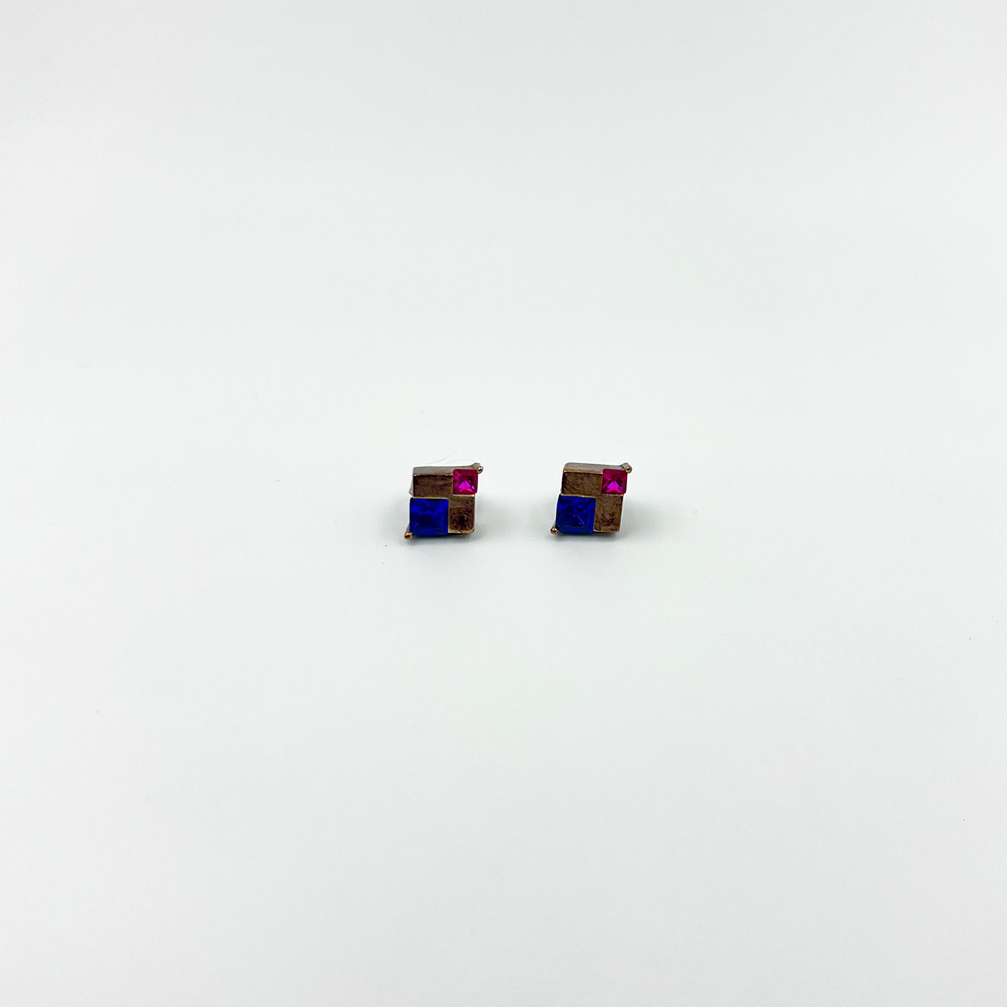 Diamond Silver Cube Studs from ekatvajewls