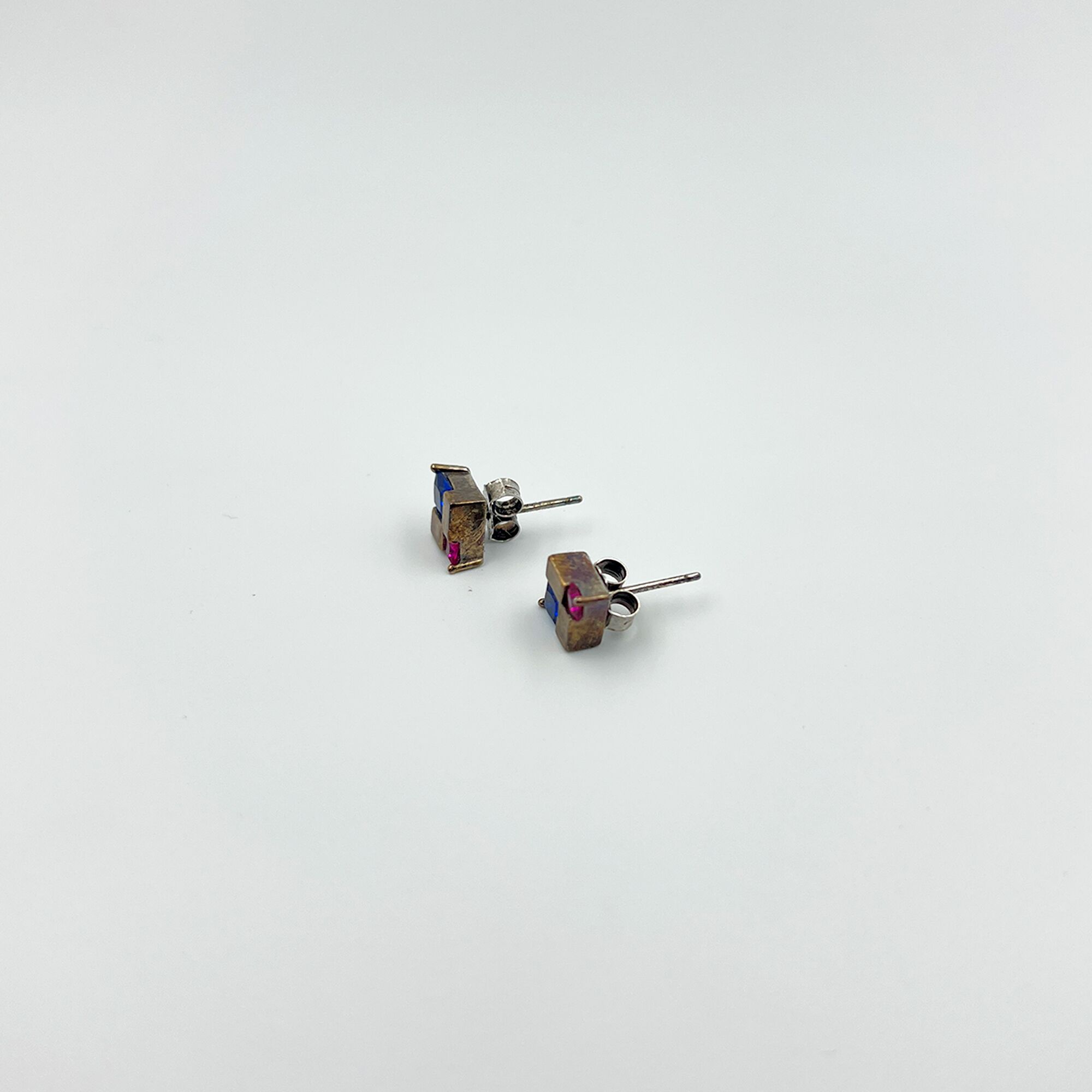 86 Diamond Silver Cube Studs from ekatvajewls